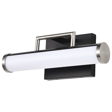 Nuvo Solano LED Small Vanity, Black and Brushed Nickel Finish, White Acrylic Lens 62/656